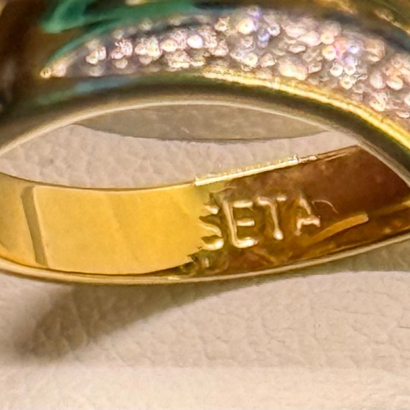 Seta Pink Marquise CZ Ring with Clear Accent Stones on a Bypass Style Band - Picture 2 of 12